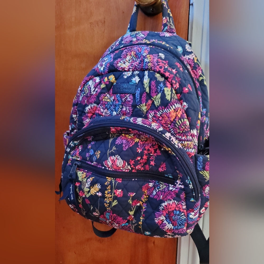 Vera Bradley Essential Compact Backpack Midnight Wildflowers Used